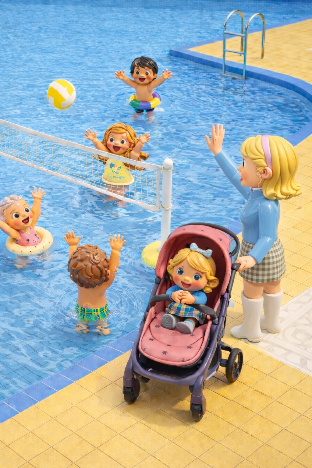 Pool volleyball scene