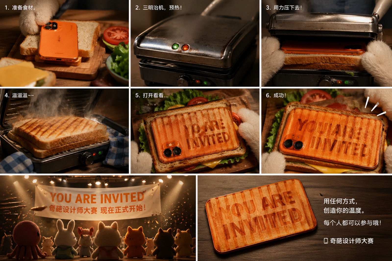 Sandwich press reference — YOU ARE INVITED reveal